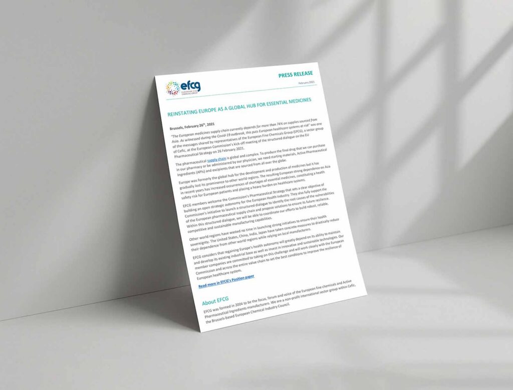 EFCG Reinstating Europe as global hub for essential medicines