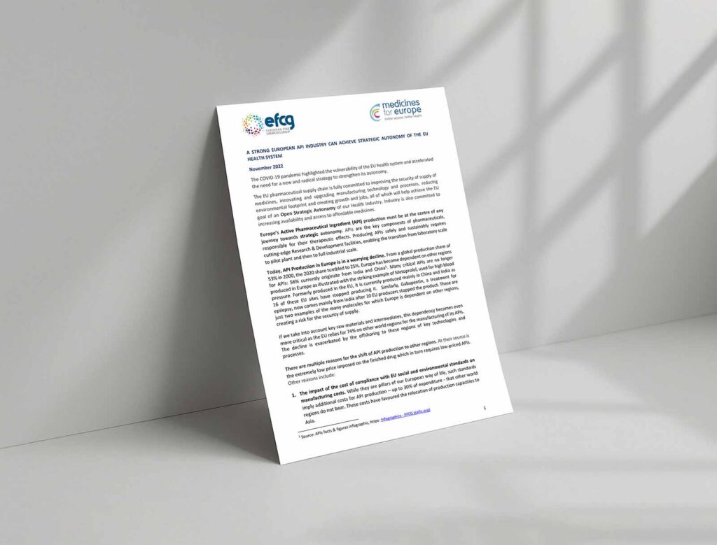 A strong European API Industry can achieve strategic autonomy of the EU Health System